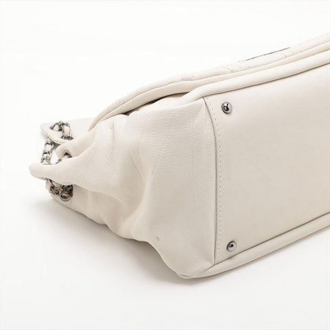 CHANEL No. 10 Wild Stitch Leather 2005-2006 Shoulder Bag white WS15624