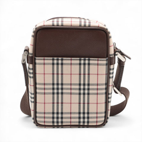 BURBERRY Nova check canvas Shoulder Bag beige WS15625