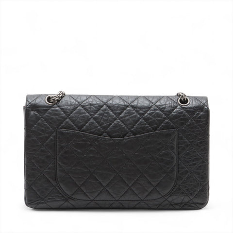 CHANEL 2.55 Big Matrasse 13 Silver Metal 2009-2010 Shoulder Bag black WS15626