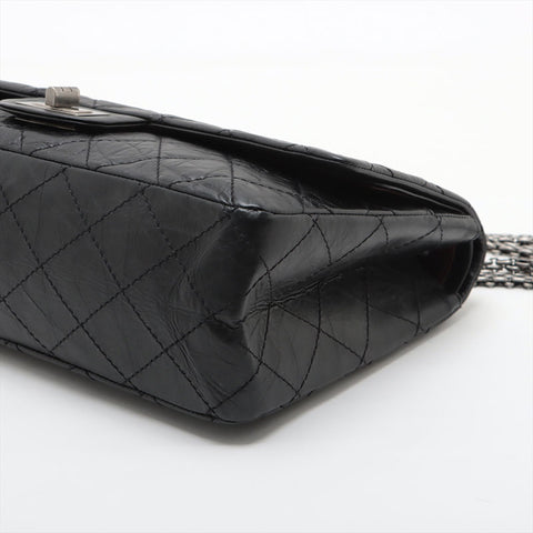 CHANEL 2.55 Big Matrasse 13 Silver Metal 2009-2010 Shoulder Bag black WS15626