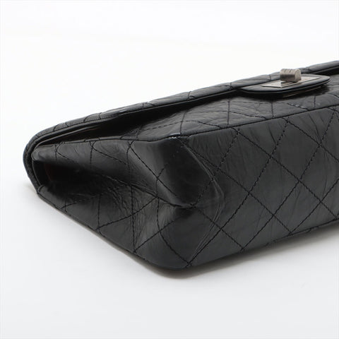 CHANEL 2.55 Big Matrasse 13 Silver Metal 2009-2010 Shoulder Bag black WS15626
