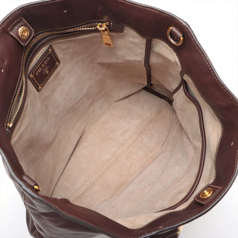 PRADA 2way leather Tote Bag Brown WS15628