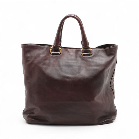 PRADA 2way leather Tote Bag Brown WS15628