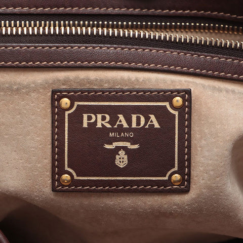 PRADA 2way leather Tote Bag Brown WS15628