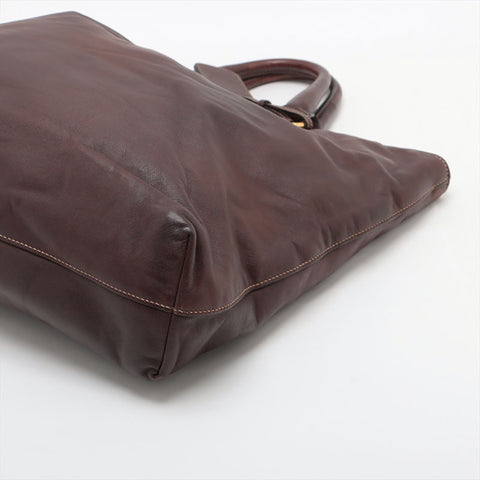 PRADA 2way leather Tote Bag Brown WS15628