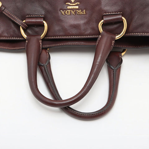 PRADA 2way leather Tote Bag Brown WS15628
