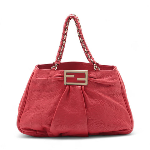 FENDI Mira Leather Tote Bag Red WS15631