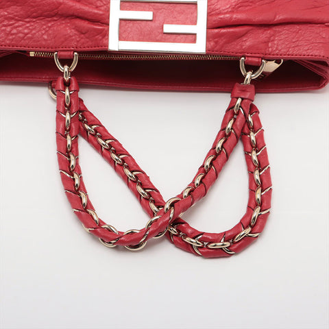 FENDI Mira Leather Tote Bag Red WS15631
