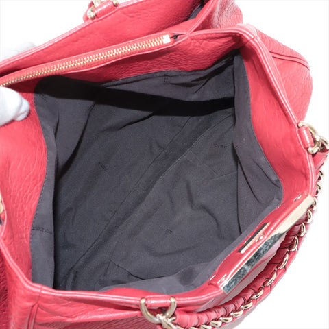 FENDI Mira Leather Tote Bag Red WS15631