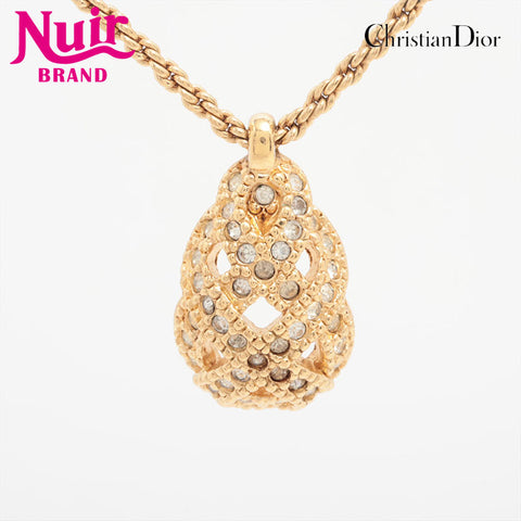 Christian Dior Rhinestone Necklace gold WS15636