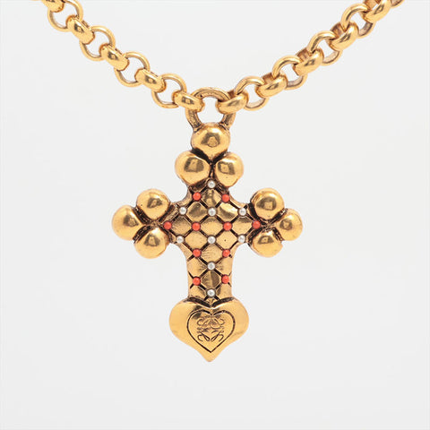 LOEWE Chain Cross Vintage Necklace gold WS15641