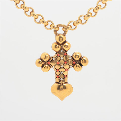 LOEWE Chain Cross Vintage Necklace gold WS15641