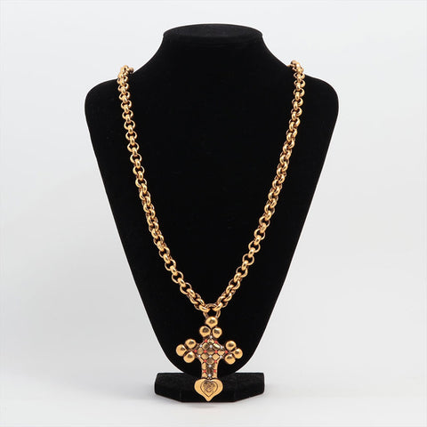 LOEWE Chain Cross Vintage Necklace gold WS15641