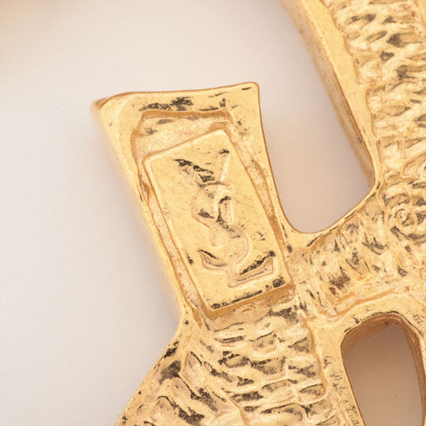 YVES SAINT LAURENT Logo rhinestone Brooch gold WS15645