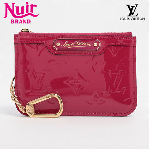 LOUIS VUITTON 2015 Monogram Patent Leather Pochette Cle NM Pochette Cle Vernis Coin case Red WS15650