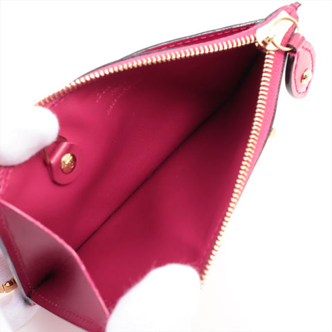 LOUIS VUITTON 2015 Monogram Patent Leather Pochette Cle NM Pochette Cle Vernis Coin case Red WS15650
