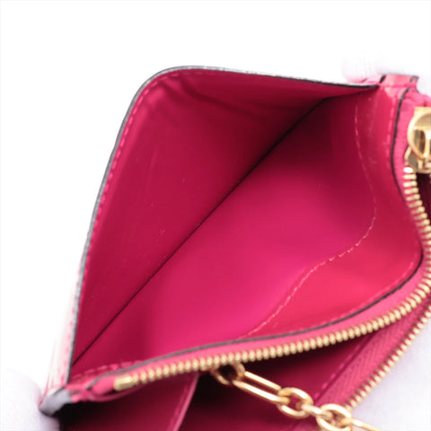 LOUIS VUITTON 2015 Monogram Patent Leather Pochette Cle NM Pochette Cle Vernis Coin case Red WS15650