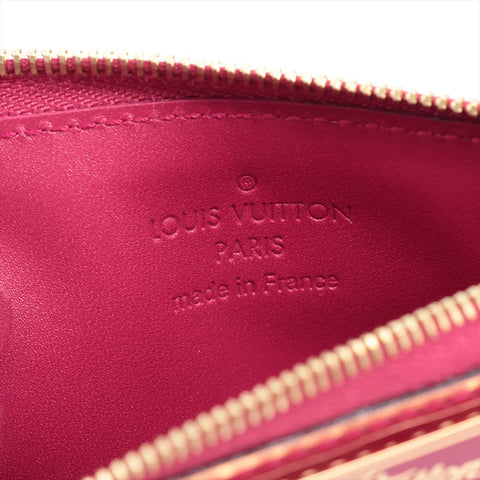 LOUIS VUITTON 2015 Monogram Patent Leather Pochette Cle NM Pochette Cle Vernis Coin case Red WS15650