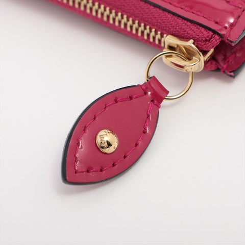 LOUIS VUITTON 2015 Monogram Patent Leather Pochette Cle NM Pochette Cle Vernis Coin case Red WS15650