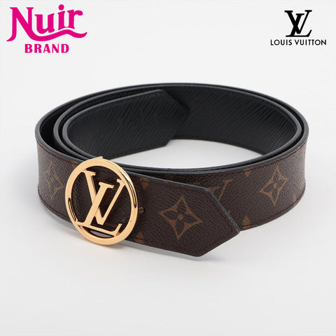 LOUIS VUITTON Santur LV Circle Monogram belt Black x brown WS15656