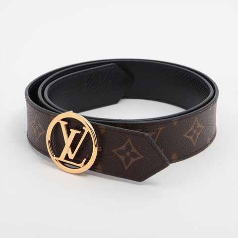 LOUIS VUITTON Santur LV Circle Monogram belt Black x brown WS15656