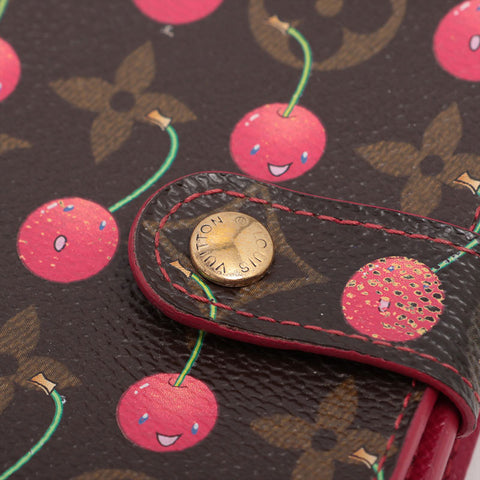 LOUIS VUITTON Takashi Murakami Monogram Cherry Compact Zip Bifold Wallet pink WS15658
