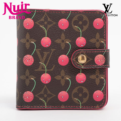 LOUIS VUITTON Takashi Murakami Monogram Cherry Compact Zip Bifold Wallet pink WS15658