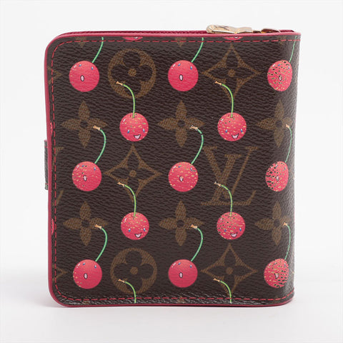 LOUIS VUITTON Takashi Murakami Monogram Cherry Compact Zip Bifold Wallet pink WS15658