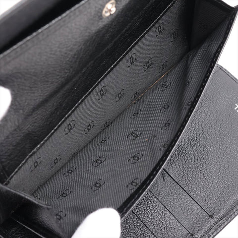 CHANEL COCO Button 11th Series Caviar Skin 2007-2008 Purse black WS15661