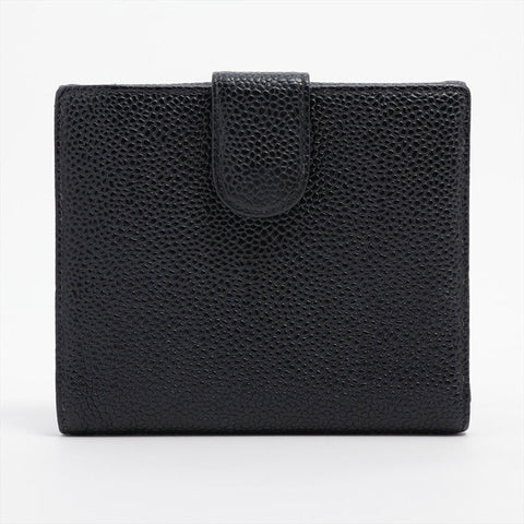 CHANEL No.8 COCO Mark Caviar Skin 2003-2004 Bifold Wallet black WS15662