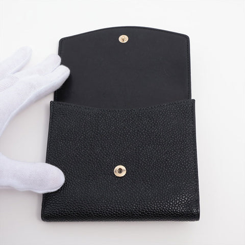 CHANEL No.8 COCO Mark Caviar Skin 2003-2004 Bifold Wallet black WS15662