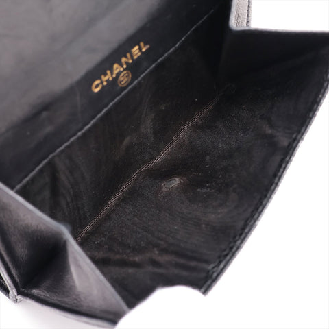 CHANEL No.8 COCO Mark Caviar Skin 2003-2004 Bifold Wallet black WS15662