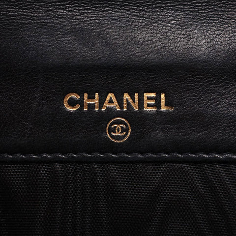 CHANEL No.8 COCO Mark Caviar Skin 2003-2004 Bifold Wallet black WS15662