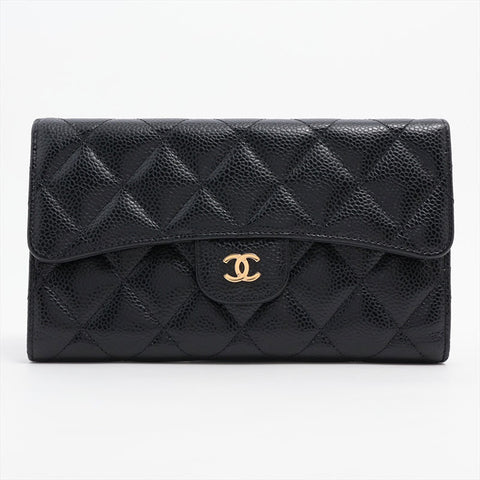 CHANEL No. 22 2015-2016 Caviar Skin Matelasse Purse black WS15663
