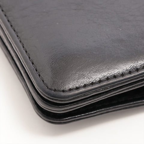 CHROME HEARTS Cross Button Leather Bifold Wallet black WS15664