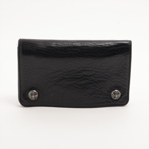 CHROME HEARTS Cross Button Leather Bifold Wallet black WS15664