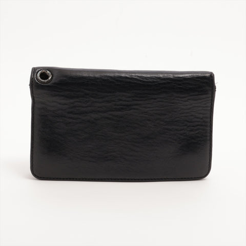 CHROME HEARTS Cross Button Leather Bifold Wallet black WS15664