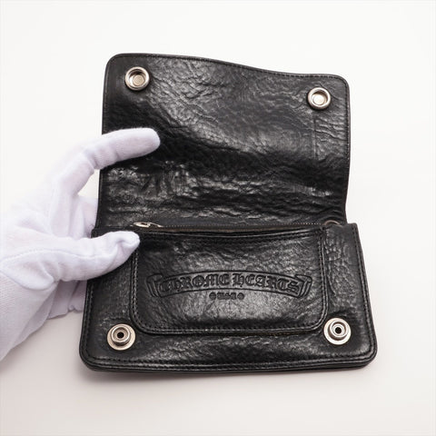 CHROME HEARTS Cross Button Leather Bifold Wallet black WS15664