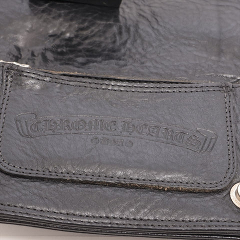 CHROME HEARTS Cross Button Leather Bifold Wallet black WS15664