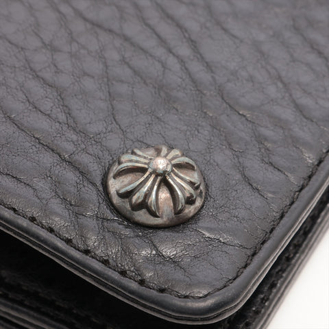 CHROME HEARTS Cross Button Leather Bifold Wallet black WS15664
