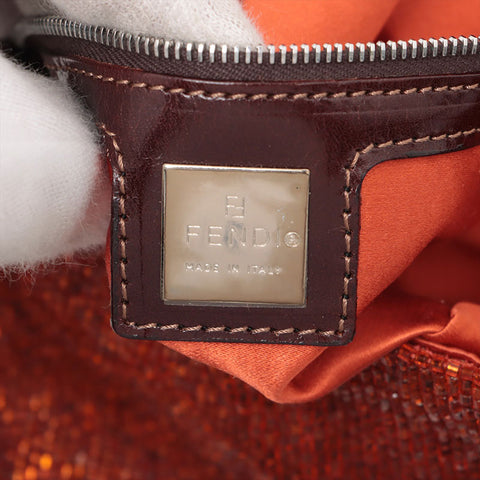 FENDI Beaded Mamma Bucket Shoulder Bag Orange WS15667
