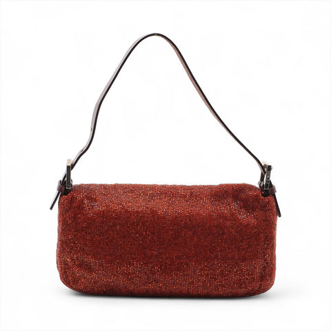 FENDI Beaded Mamma Bucket Shoulder Bag Orange WS15667