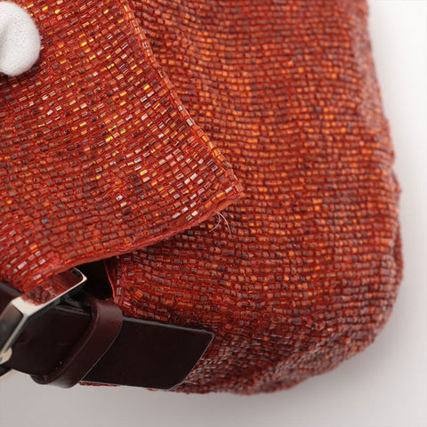 FENDI Beaded Mamma Bucket Shoulder Bag Orange WS15667