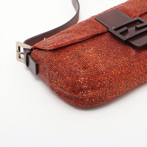 FENDI Beaded Mamma Bucket Shoulder Bag Orange WS15667