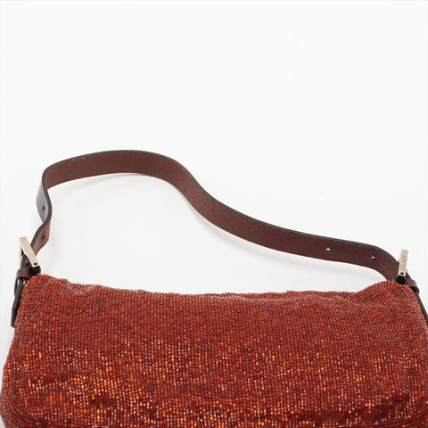 FENDI Beaded Mamma Bucket Shoulder Bag Orange WS15667