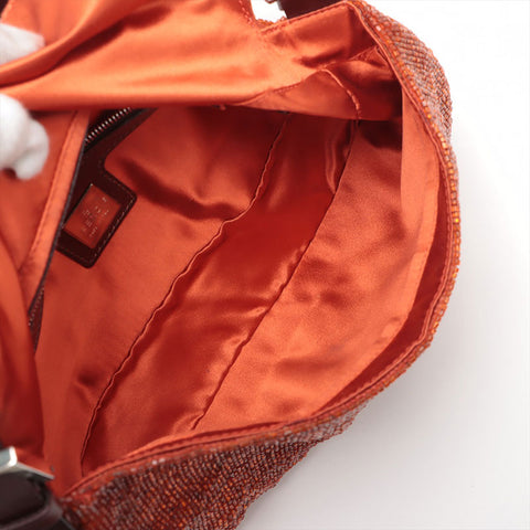FENDI Beaded Mamma Bucket Shoulder Bag Orange WS15667