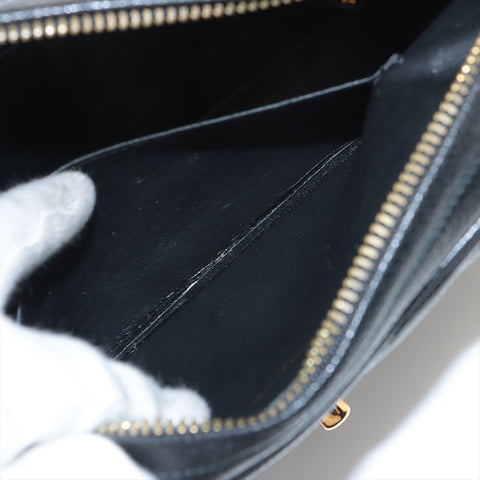 CHANEL No. 2 Caviar Skin Chevron COCO Mark 1993-1994 Shoulder Bag black WS15671
