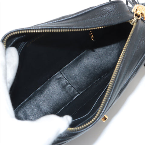 CHANEL No. 2 Caviar Skin Chevron COCO Mark 1993-1994 Shoulder Bag black WS15671