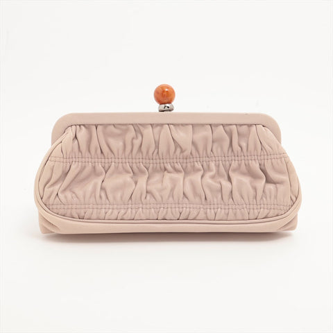 PRADA Gathered Accessory Pouch Leather Clutch bag pink WS15672