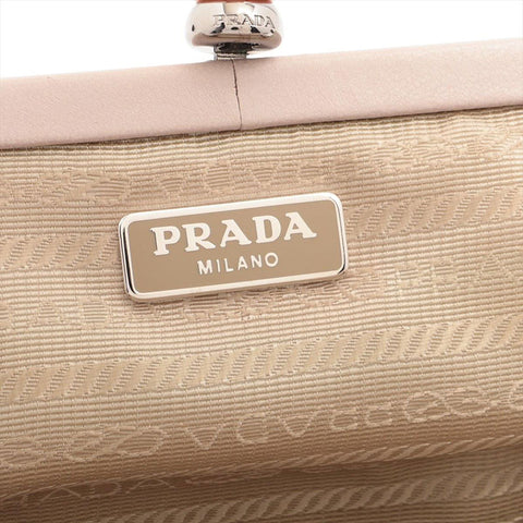 PRADA Gathered Accessory Pouch Leather Clutch bag pink WS15672